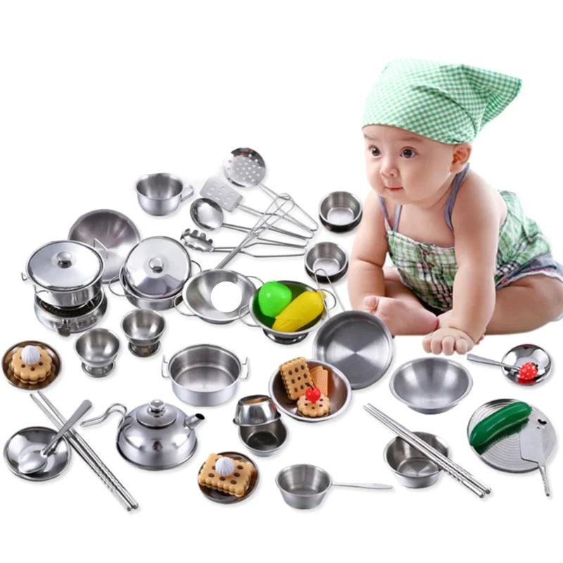 Kit cozinha infantil inox - 25 Peças - LK STORE