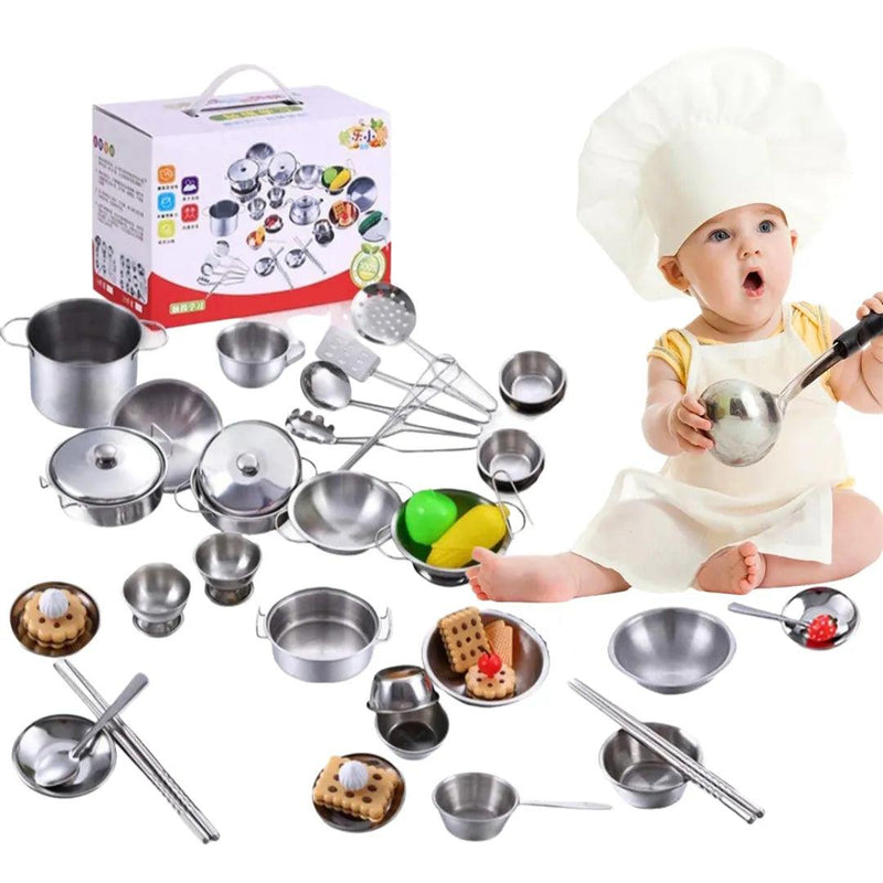 Kit cozinha infantil inox - 25 Peças - LK STORE