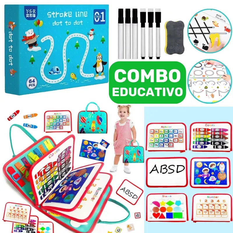 Combo Maleta Educativa + Caderno Reutilizável
