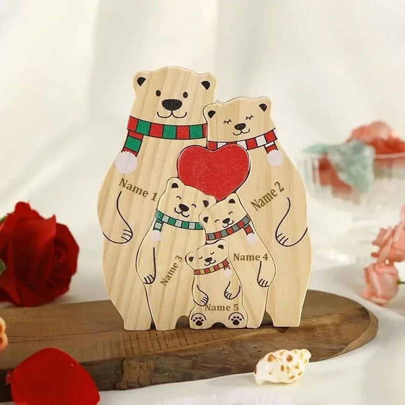 Quebra-Cabeça Família Urso Natal - Personalizado