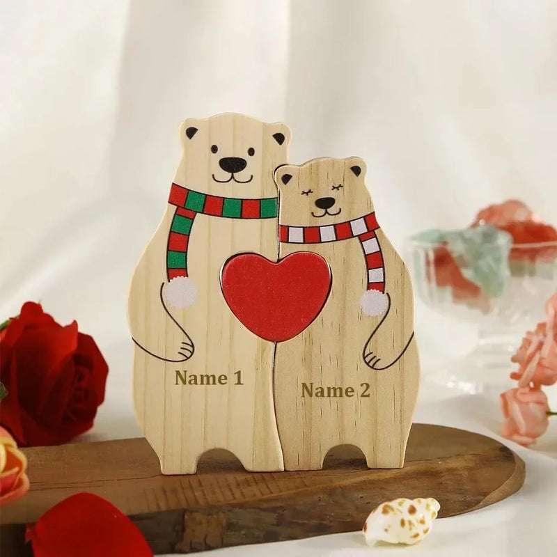 Quebra-Cabeça Família Urso Natal - Personalizado