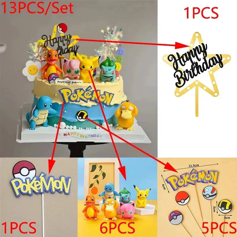 Decoração Topper para Bolo Pikachu 13 Peças