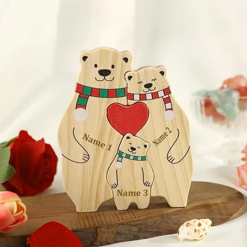 Quebra-Cabeça Família Urso Natal - Personalizado