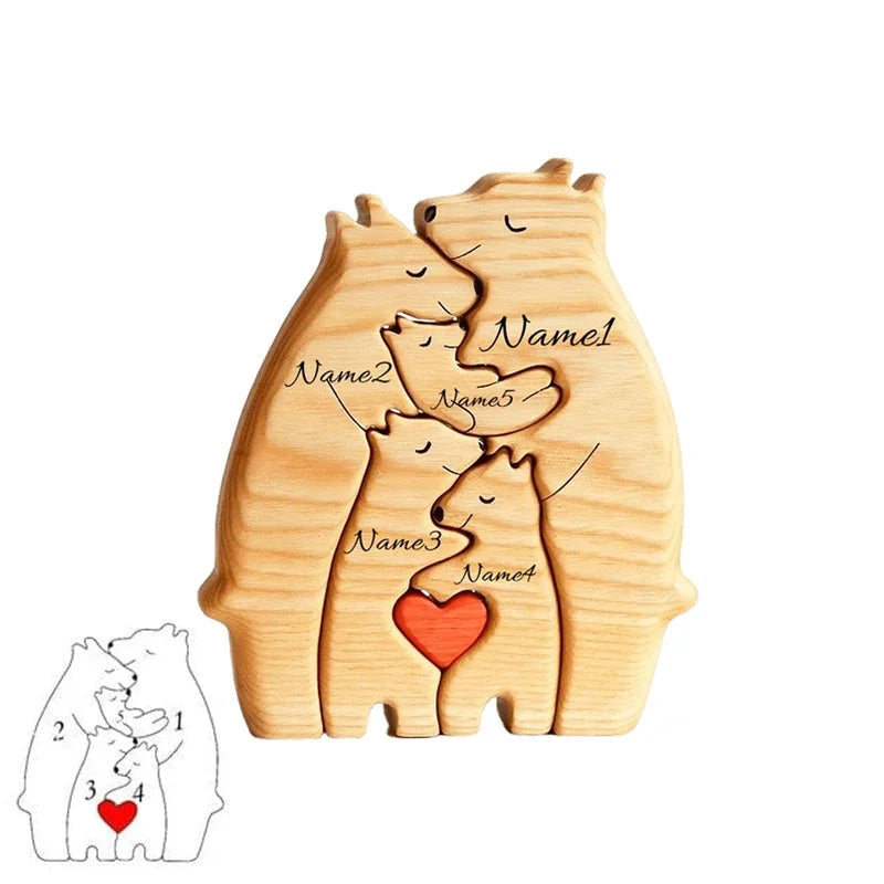 Quebra-Cabeça Família Urso - Nome Personalizado