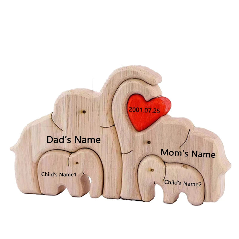 Quebra-Cabeça Família Elefante - Personalizado