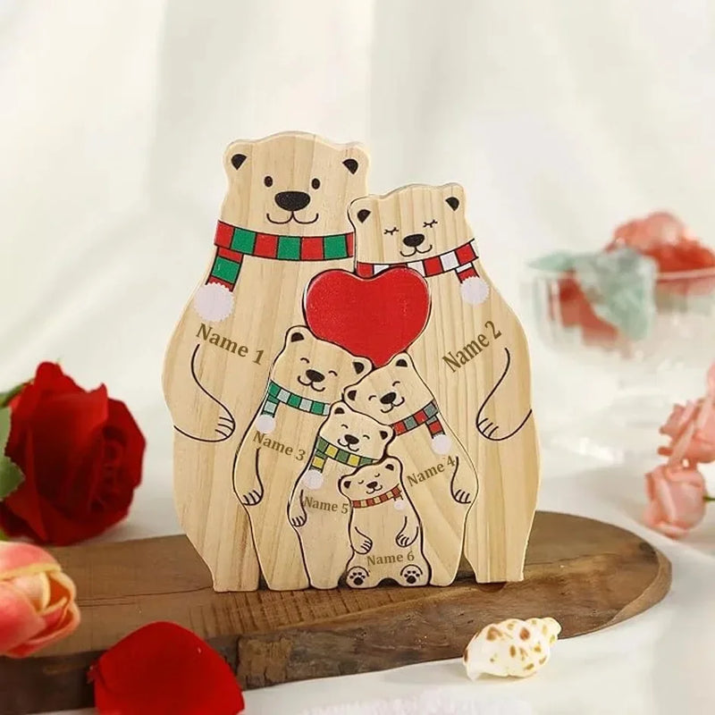 Quebra-Cabeça Família Urso Natal - Personalizado