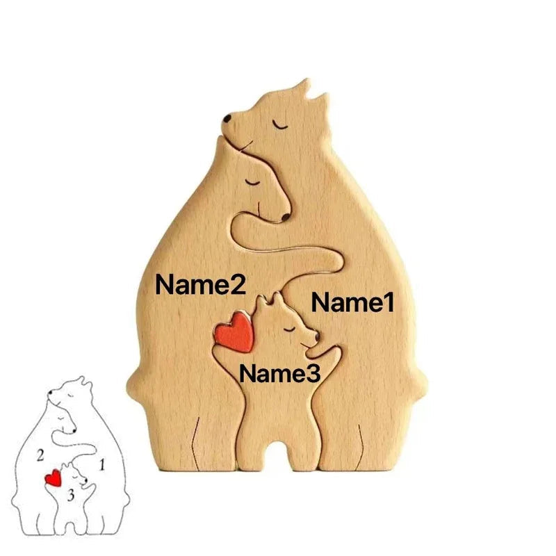 Quebra-Cabeça Família Urso - Nome Personalizado