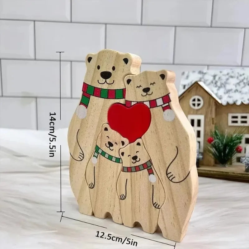 Quebra-Cabeça Família Urso Natal - Personalizado