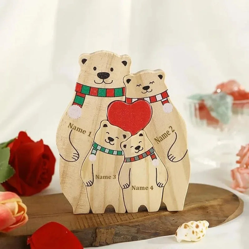 Quebra-Cabeça Família Urso Natal - Personalizado